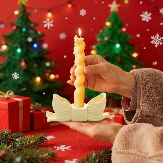 BVEBJDX Christmas Bow Ceramic Candle Holders Unique Home Decor Ornaments Stylish Scented Candle Stand, for Holiday Vision Decor Themed Decorative
