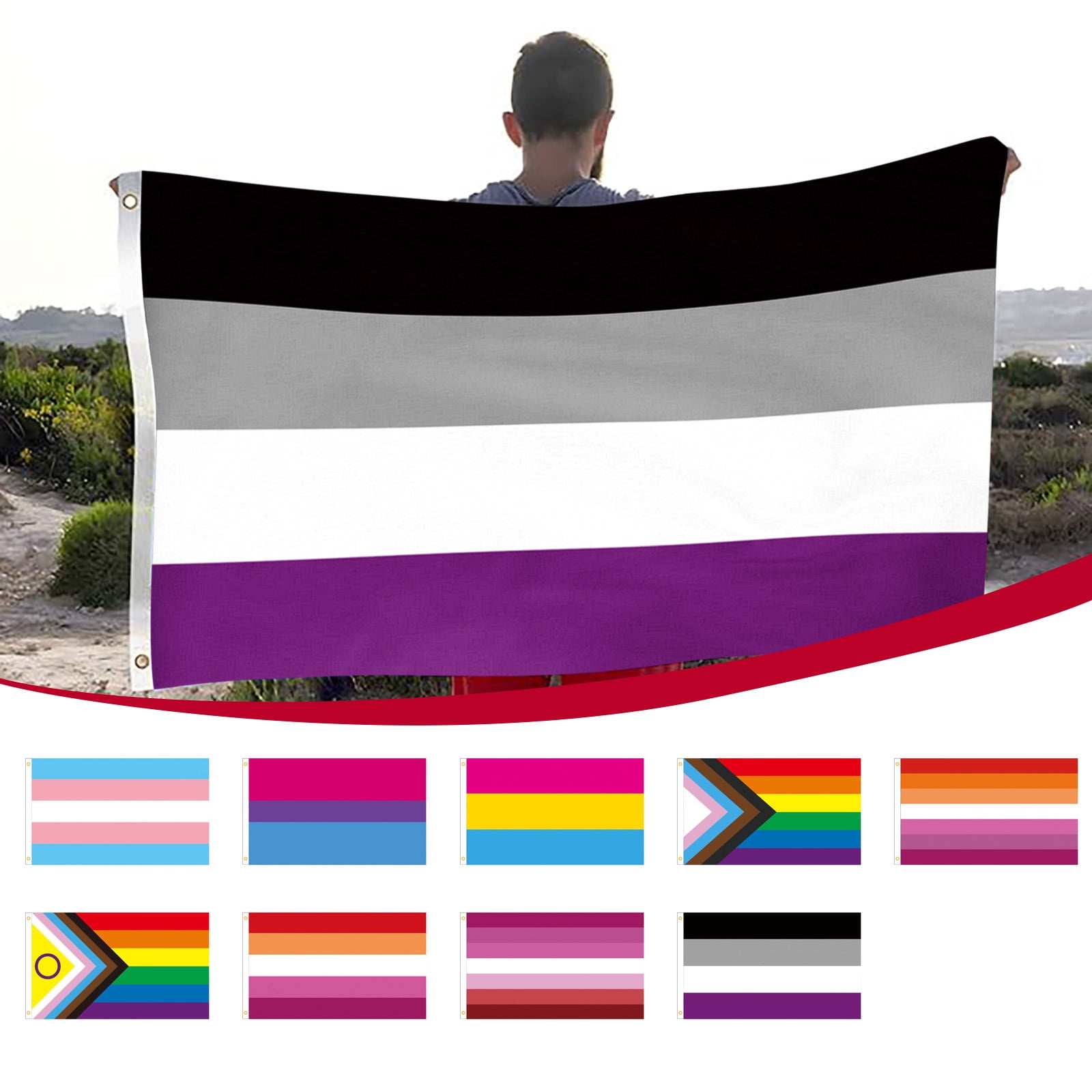 Progress Pride Rainbow Flag 3x5 Feet - LGBTQ+ Gay Lesbian Trans POC Pride Flag, 100% Polyester, New With Tags