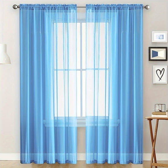 BVEBJDX Solid-Color Double-String Polyester Curtain Sheers Semi-Sheer Curtains Rod-Pocket Style Semi-Sheer Curtains