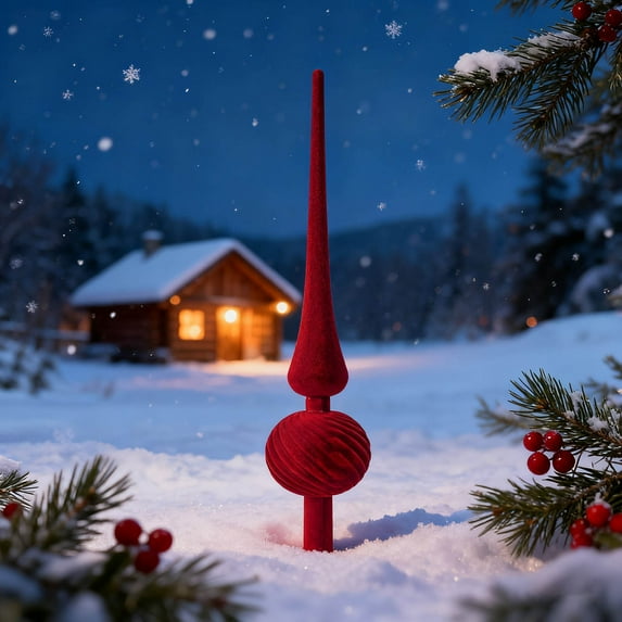 BVEBJDX Top Star Plastic Flocking Gourd Christmas Tree Top Decoration Props Long Pointed Christmas Crafts, for Holiday Vision Decor Themed Decorative