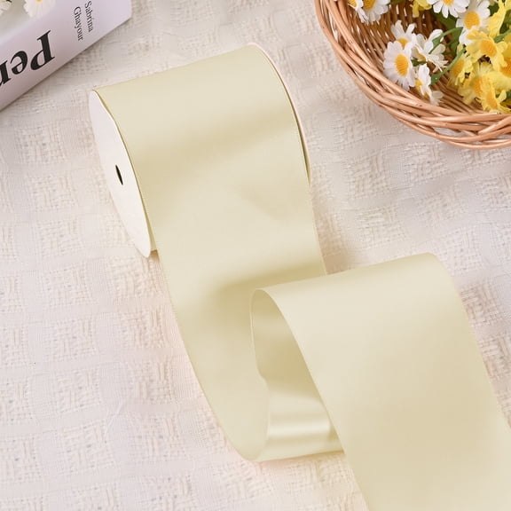 BVIEAKD Cream Double Face Satin Ribbon 3 Inch x 15 Yards Luxury Ribbon for Wedding Bouquets, Chair Bows, Table Decor, Gift Wrapping & DIY Crafts
