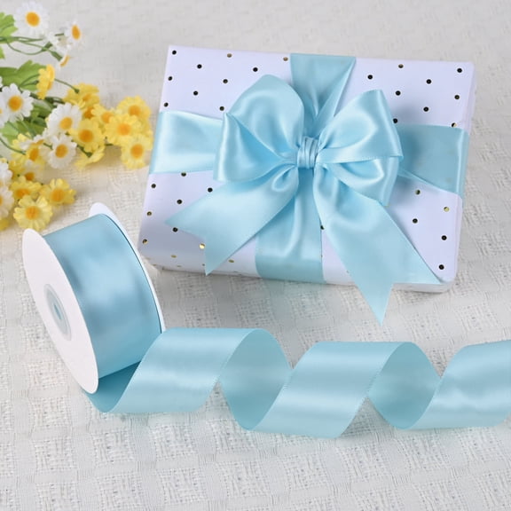 BVIEAKD Double Face Light Blue Satin Ribbon 1-1/2 Inch x 50 Yards, Gift Wrapping, Christmas, Valentine, Wedding & Crafts