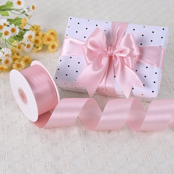 BVIEAKD Double Face Light Pink Satin Ribbon 1-1/2 Inch x 50 Yards, Gift Wrapping, Christmas, Valentine, Wedding & Crafts