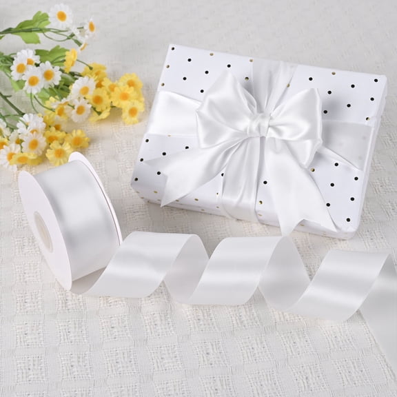 BVIEAKD Double Face White Satin Ribbon 1-1/2 Inch x 50 Yards, Gift Wrapping, Christmas, Valentine, Wedding & Crafts
