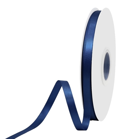 BVIEAKD Navy Blue Solid Color Double Faced Satin Ribbon, 3/8 Inch x 50 Yards