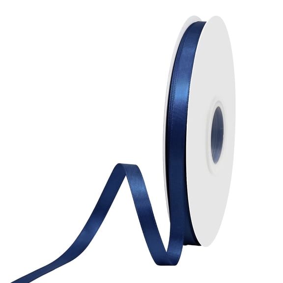 BVIEAKD Navy Blue Solid Color Double Faced Satin Ribbon, 3/8 Inch x 50 Yards