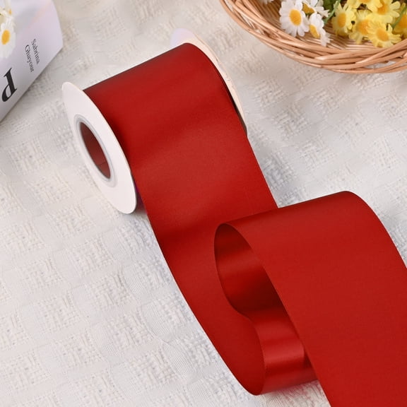 BVIEAKD Red Double Face Satin Ribbon 3 Inch x 15 Yards Luxury Ribbon for Wedding Bouquets, Chair Bows, Table Decor, Gift Wrapping & DIY Crafts