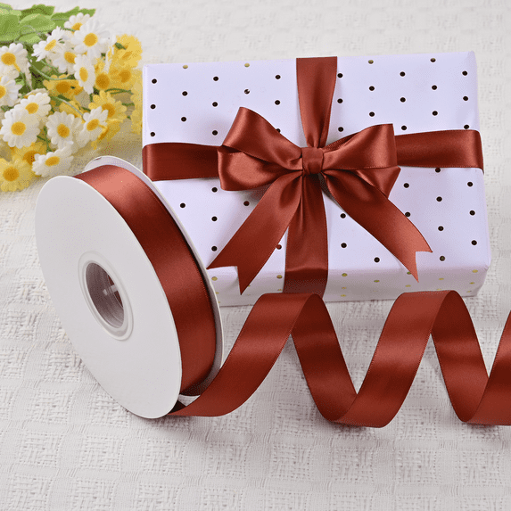 BVIEAKD Rust Double Face Satin Ribbon 1 Inch 50 Yards, for Gift ...
