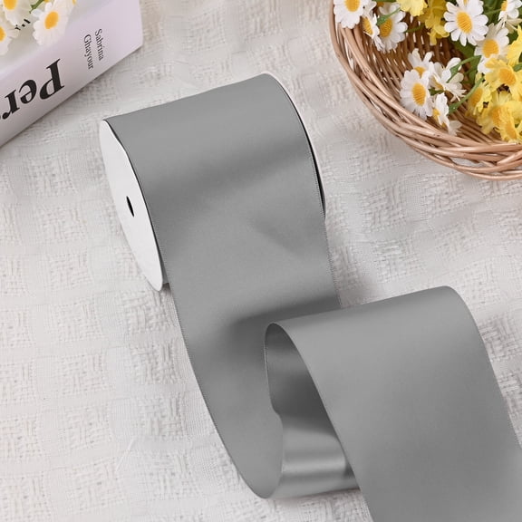 BVIEAKD Silver Double Face Satin Ribbon 3 Inch x 15 Yards Luxury Ribbon for Wedding Bouquets, Chair Bows, Table Decor, Gift Wrapping & DIY Crafts