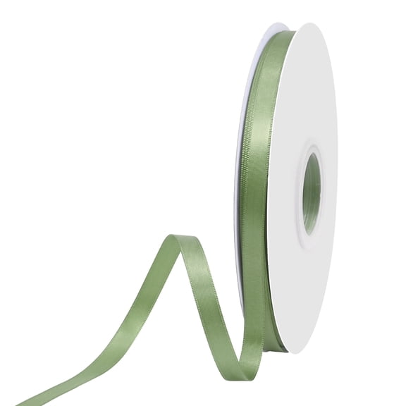 BVIEAKD Spring Moss Green Solid Color Double Faced Satin Ribbon, 3/8 Inch x 50 Yards
