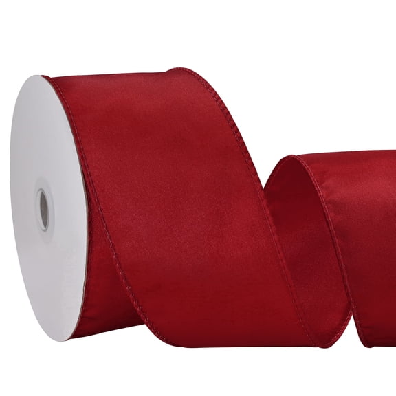 BVIEAKD Burgundy Double Faced Satin Wired Ribbon - 2.5 Inch x 10 Yards, Wired Edge Fabric Ribbon for Gift Wrapping, Christmas, Wedding, Birthday, DIY Craft Home Decor