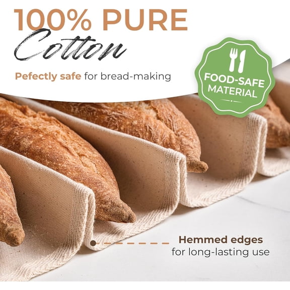 BVIUFI-Bakers Couche and Proofing Cloth, 100% Cotton Fabric for Bread Dough Baking, Shaping Tool for Baguettes, Loaves, Ciabatta, Bread Couche 35.4 x 23.6 Inches