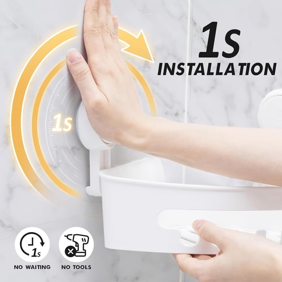 BVIUFI-Corner Shower Caddy Suction Cup, Shower Basket Suction Bathroom