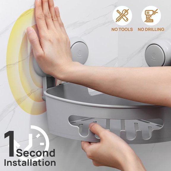 BVIUFI-Corner Shower Caddy Suction Cup, Shower Basket Suction Bathroom