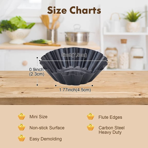 BVIUFI-Egg Tart Molds, 12 PCS Non-Stick Very Mini Tart Pans.