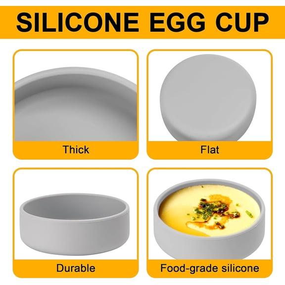 BVIUFI-Silicone Egg Poacher Cups with Lids Set of 3, Egg Poaching Cups for Microwave Egg Cooking, Toaster Oven Air Fryer Egg Mold Nonstick Poached Egg Maker Grey