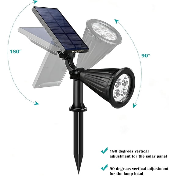 BVIUFI-Solar Spot Lights Outdoor Adjustable Spotlights, 1 Pack Cool White