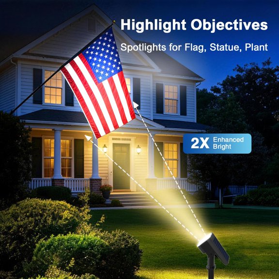 BVIUFI-Solar Spotlights Outdoor Waterproof with Focus Beam, 2 Pack