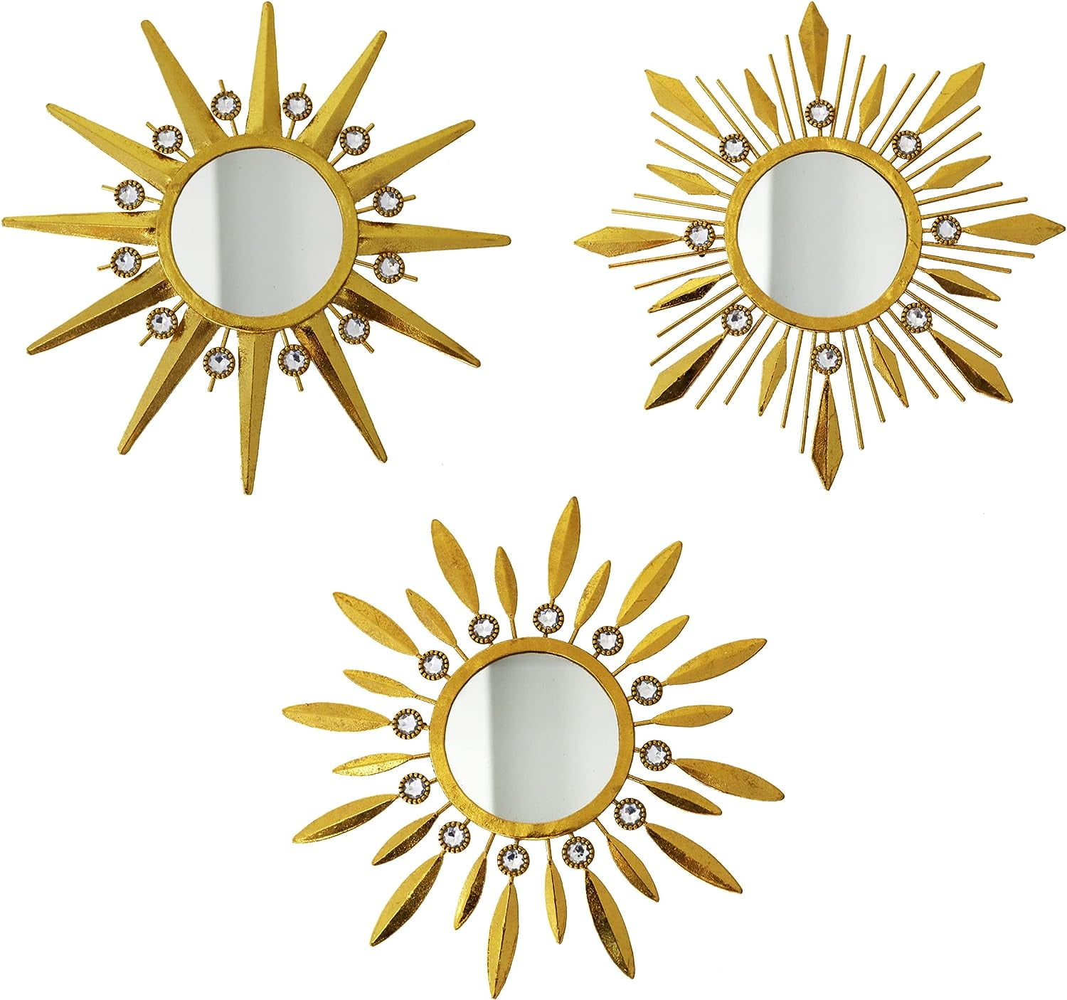 BVLFOOK Champagne Gold Round Wall Mirrors, Pack of 3, Hanging Set for