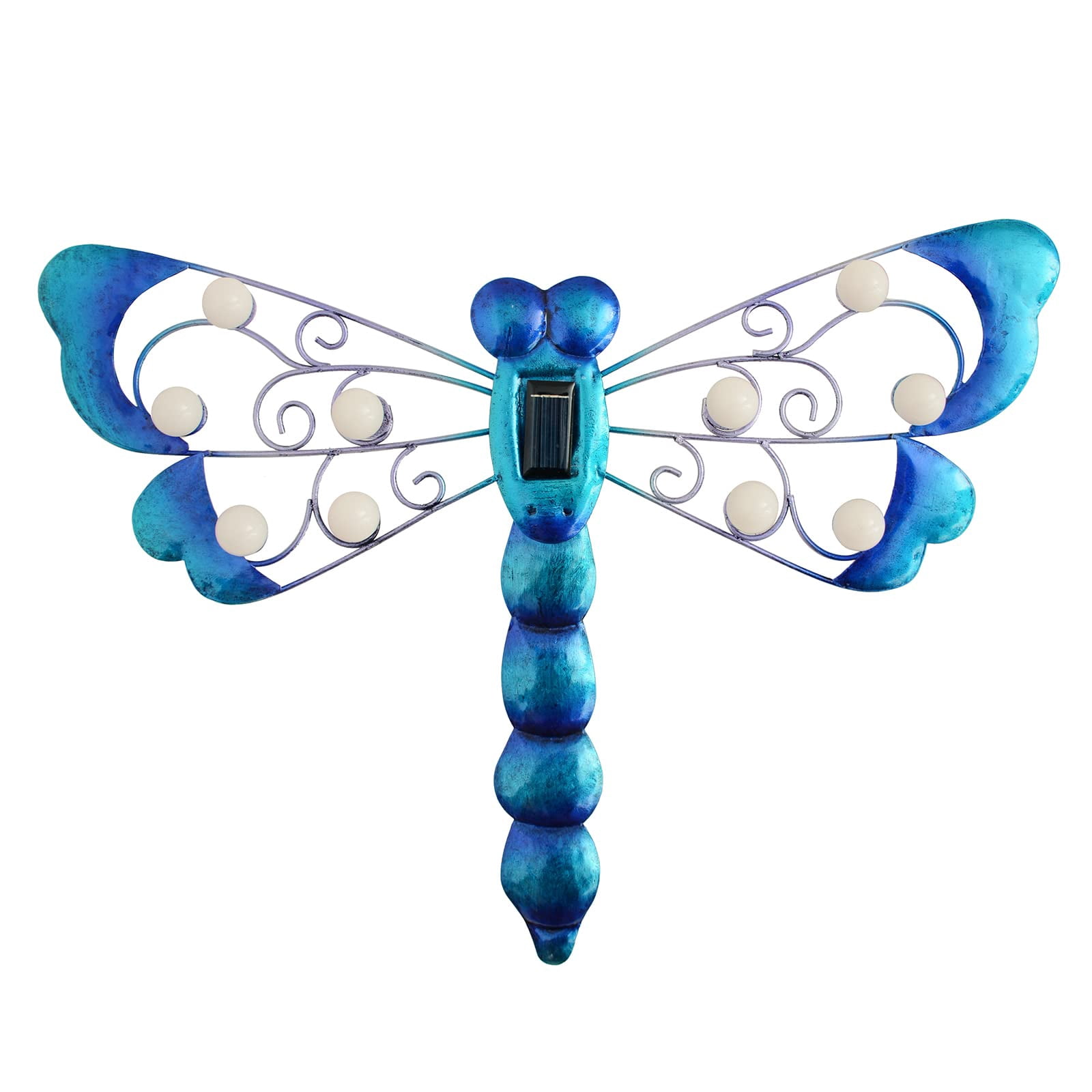 BVLFOOK Metal Dragonfly Solar RRF12 Lighted Wall Art Décor, Outdoor ...