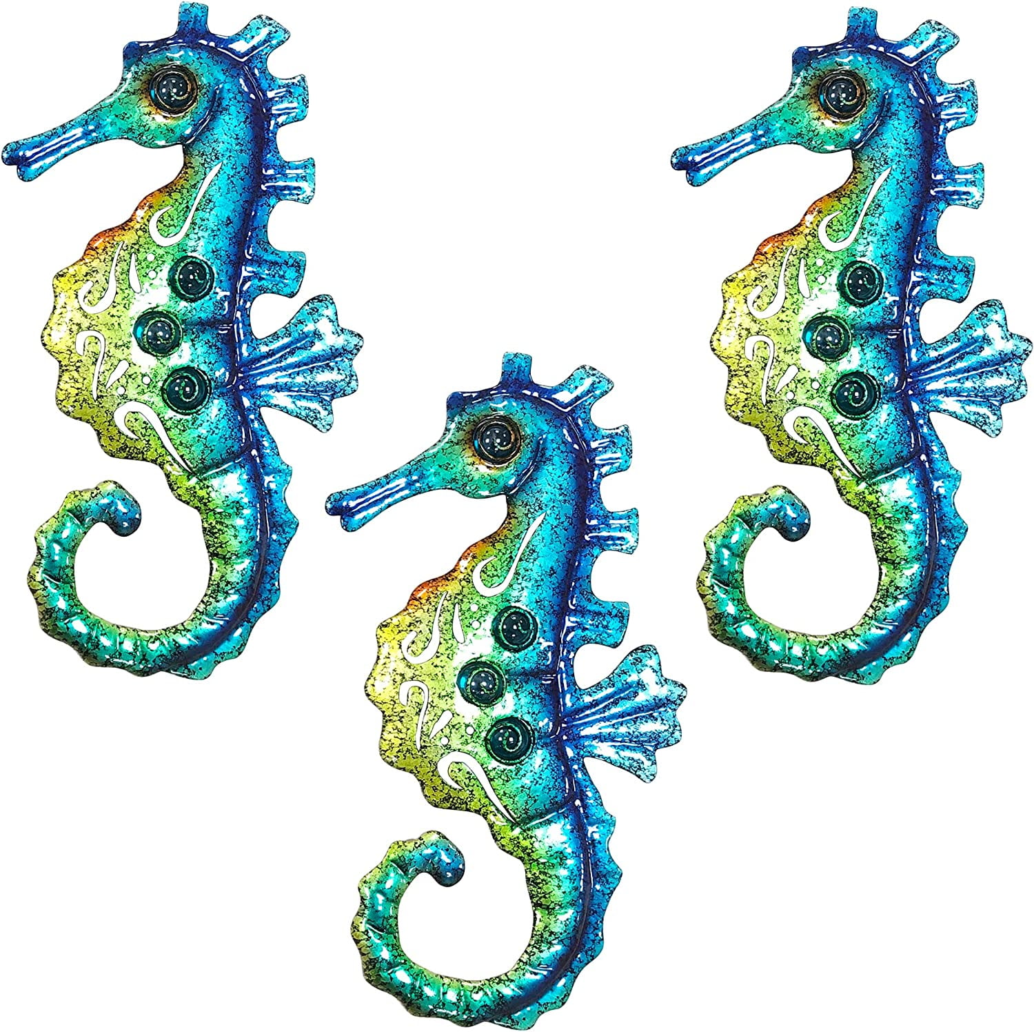 BVLFOOK Seahorse Wall Art Decor, Metal Coastal Ocean Decor Beach Themed