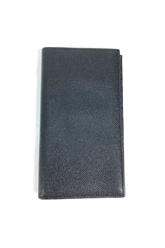 Pre-Owned BVLGARI Bulgari Logo Bifold Long Wallet Leather Men's Black (Good)