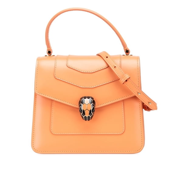 Pre-Owned BVLGARI Serpenti Forever Handbag/Shoulder Bag, 2-Way, Orange Leather, Women's