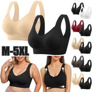 BVOFAR 2 Pack Vertical Stripe Bras for Women Plus Size Push Up Bra No Underwire Seamless Bralettes High Surpport Adjustable Straps Everyday Bra Red XL