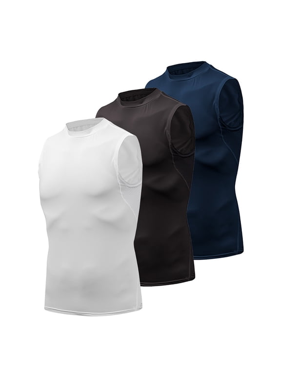 3 Packs Tank Tops for Men Sleeveless Quick Dry T Shirts Bodybuilding Muscle Tees Athletic Undershirt for Baseball and Football Navy XL