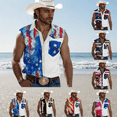 thumbnail image 1 of BVOFAR 4th of July Tank Tops for Men Casual American Flag Stars and Stripes Graphic Tees Button Down Patriotic Sleeveless Shirts with Pockets 250th Anniversary USA Tops White XXL, 1 of 6