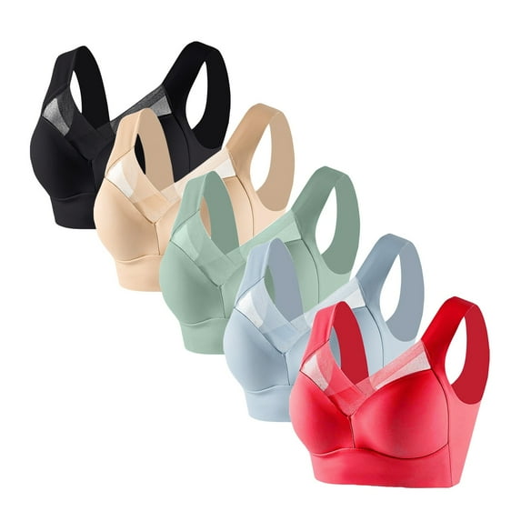 BVOFAR 5 Pack Seamless Push Up Wireless Bras for Women Posture Correcting Bra Plus Size Gather Everyday Bras 2025