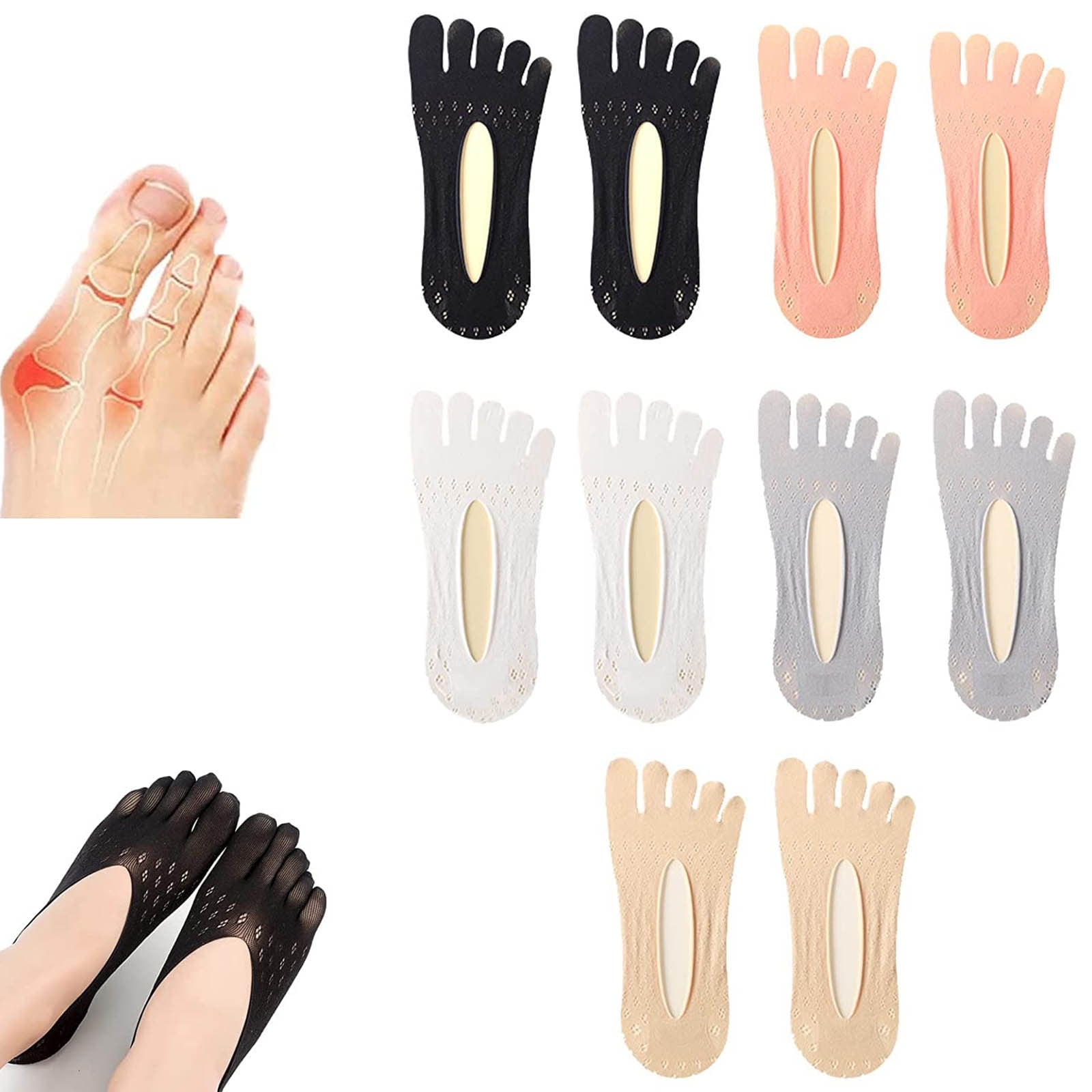 BVOFAR 5 Pair Bunion Relief Socks, Toe Alignment Socks, Compression Toe ...