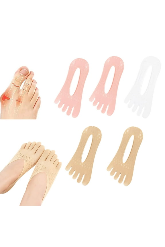 5 Pair Bunion Relief Socks, Toe Alignment Socks, Compression Toe Socks No Show Low Cut Liner Five Finger Socks, Toe Separator Sock for Women Bunion