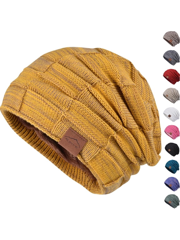 Beanie Hat for Men and Women Winter Warm Knit Hats Fleece Lined Beanies Slouchy Thick Skull Cap