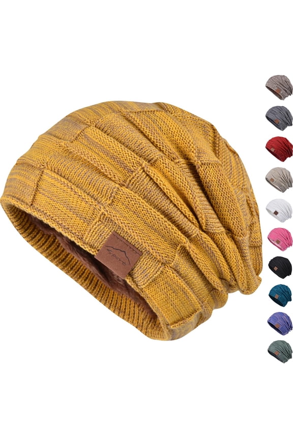 Beanie Hat for Men and Women Winter Warm Knit Hats Fleece Lined Beanies Slouchy Thick Skull Cap