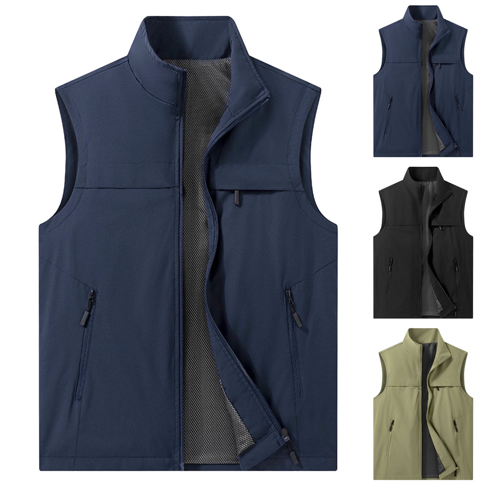 BVOFAR Big and Tall Lightweight Outdoor Vest for Men with Multi-Pockets Windproof Sleeveless Vest Outerwear for Running Golf Hiking Travel Army Green XXXL