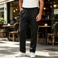 thumbnail image 1 of BVOFAR Big and Tall Pants for Men Elastic Waist Chino Pant Stretch Drawstring Utility Work Trousers with Pockets Regular fit Workout Active Trouser Black XL, 1 of 5