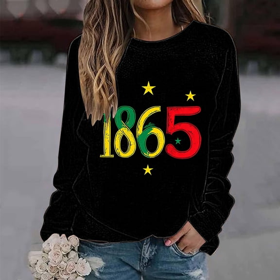 BVOFAR Black History Month Shirts for Women Celebrate Freedom Tops Long Sleeve Round Neck T-Shirts Pride Gift Tees