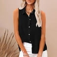 thumbnail image 1 of BVOFAR Button Down Shirts for Women Cotton Linen Casual Solid Color Tops Summer Sleeveless Lapel Collar Side Split Blouses Going out Bussiness Basic Tees, 1 of 7