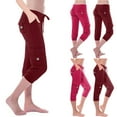 thumbnail image 1 of BVOFAR Capri Cargo Pants for Women Stretch Elastic Waist Drawstring Hiking Pant Lightweight Ladies Workout Capris Wine M, 1 of 10