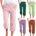 thumbnail image 1 of BVOFAR Capri Joggers for Women Stretch Drawstring High Waist Sweatpants Color Block Slim Leg Crop Pants with Pockets Gym Workout Running Capris Hot Pink M, 1 of 5