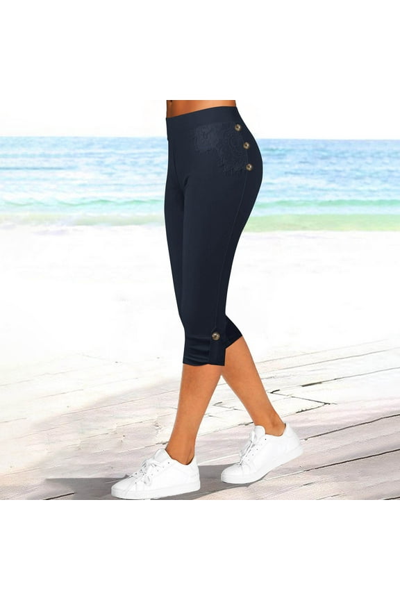 Capri Leggings Women Plus Size Elastic Waist Capri Shorts Petite Silm Fit Drawstring Skimmer Pants Beach Solid Color Stretch Capris Casual Capris for Women