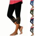 thumbnail image 1 of BVOFAR Capri Leggings for Women Comfy Lace Hem Pull On Cropped Trousers Stretchy Elastic High Waist Yoga Pants Summer Casual Pedal Pushers Navy XXL, 1 of 8