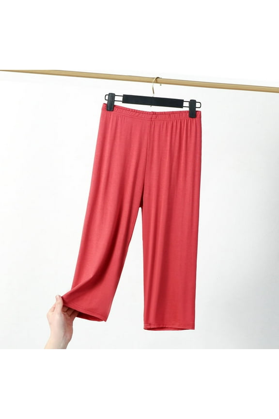 Capri Pants Women Plus Size High Waist Capri Shorts Ladies Wide Leg Cotton Skimmer Capris Beach Solid Color Stretch Capris Casual Capris for Women