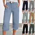 thumbnail image 1 of BVOFAR Capri Pants for Women Summer Lightweight Wide Leg Capris Casual Knee Length Elastic Waist Crop Pant Athletic Workout Cropped Trousers with Pockets Army Green L, 1 of 6