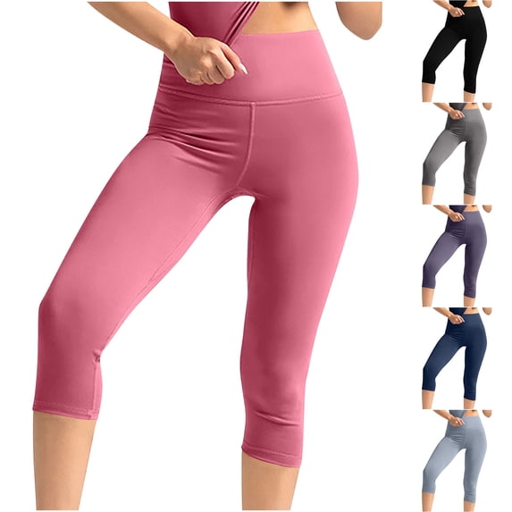 BVOFAR Capri Yoga Pants for Women Soft Tummy Control High Waist Capris Stretch Athletic Workout Cropped Leggings for Running Black XXXL