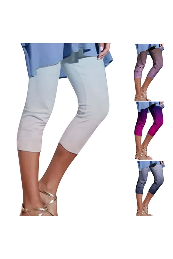 Capris for Women with Pockets Stretch High Waisted Capri Leggings Slim Fit Pull On Pedal Pushers Tummy Control Compression Cropped Pants Navy M