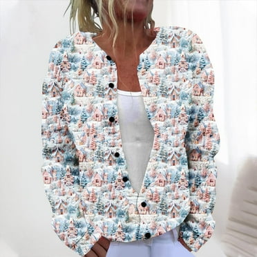 BVOFAR Cardigan Sweaters for Women Long Sleeve Cute Print Cardigans Open Front Button Down Knit Sweater Fall Winter Warm Clothes