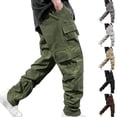 thumbnail image 1 of BVOFAR Cargo Pants for Men Elastic Waisted Drawstring Outdoor Pant with Pockets Loose Hiking Trousers Coffee XXL, 1 of 8