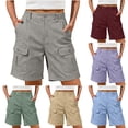 thumbnail image 1 of BVOFAR Cargo Shorts for Women Lightweight Baggy Bermuda Shorts Summer Casual High Waisted Outdoor Shorts Beach Vacation Clothes with 6 Pockets Wine XXL, 1 of 8